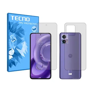 Tecno HyGEL model transparent screen protector suitable for Motorola Edge 30 Neo mobile phone along with back protector