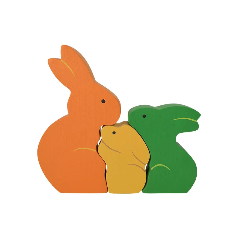  اسباب بازی چوبی طرح پازل خانواده خرگوش مدل MKT26-C مجموعه 3 عددی