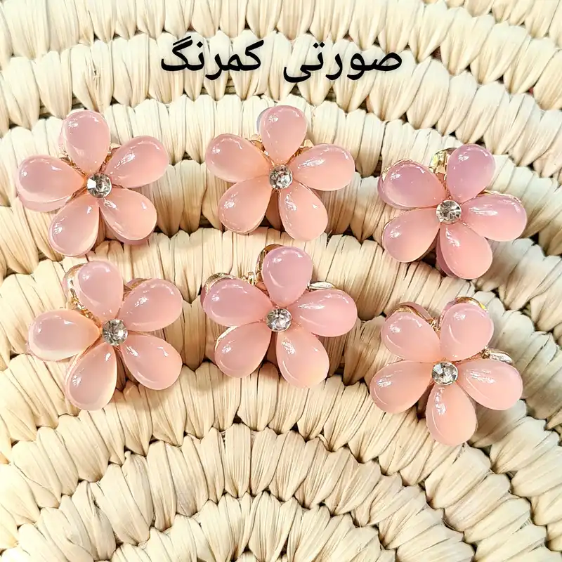 کلیپس مو زنانه مدل مینی شکوفه آبنباتی کد 59 brg بسته 2 عددی