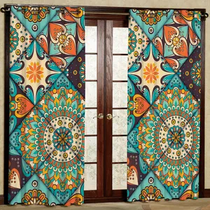 پرده مدل کاشی لوزی هازان پانچی کد 2598 سایز 140x200 سانتی متر