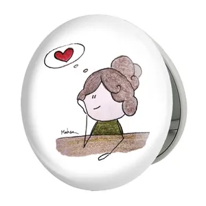 آینه جیبی خندالو طرح دخترونه مدل تاشو کد 5927 