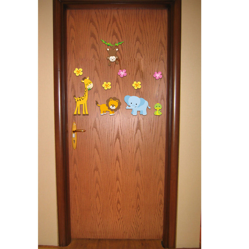 استیکر چوبی کودک باروچین مدل حیوانات خوشحال کد 6035 مجموعه 10 عددی