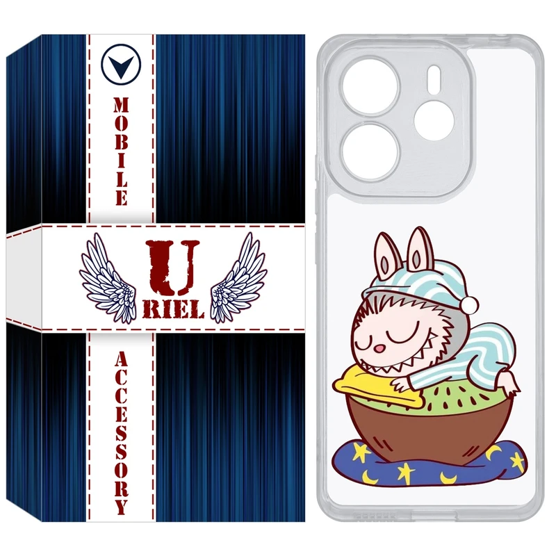 کاور یوریل قاب مدل Clear کد 127 طرح لبوبو Labubu مناسب برای گوشی موبایل شیائومی Redmi Note 14 4G