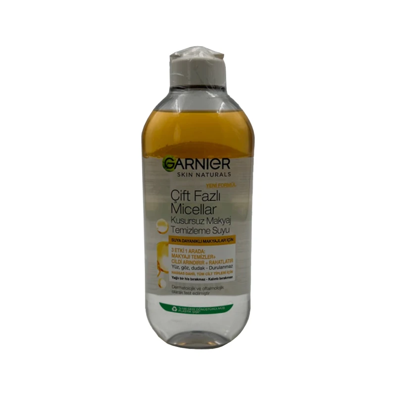 محلول پاک کننده آرایش صورت گارنیه مدل  Cift fazli micellar حجم 400 میلی لیتر