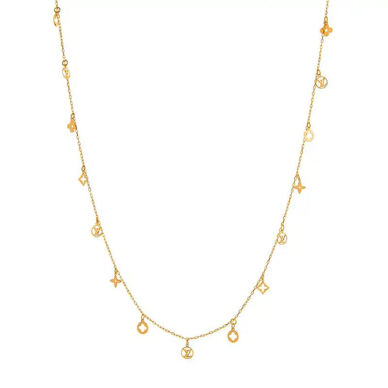 گردنبند طلا 18 عیار زنانه با زنجیر حلقهای (فلامینگو) گالری قو طلایی مدل لویی ویتون