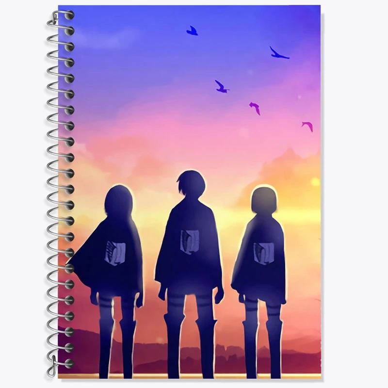دفتر زبان 50 برگ خندالو مدل سه خط طرح میکاسا و ارن و آرمین انیمه اتک آن تایتان Attack on Titan کد 11053