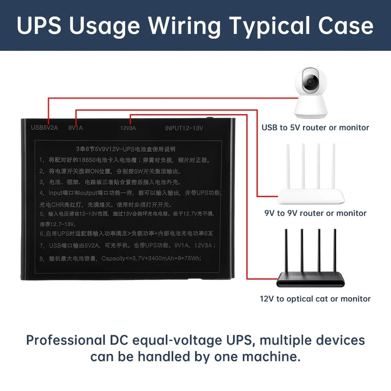 عکس شماره 5 : مینی یو پی اس مودم کارتخوان دوربین مدل mini ups 5-9-12 ظرفیت 55 ولت آمپر