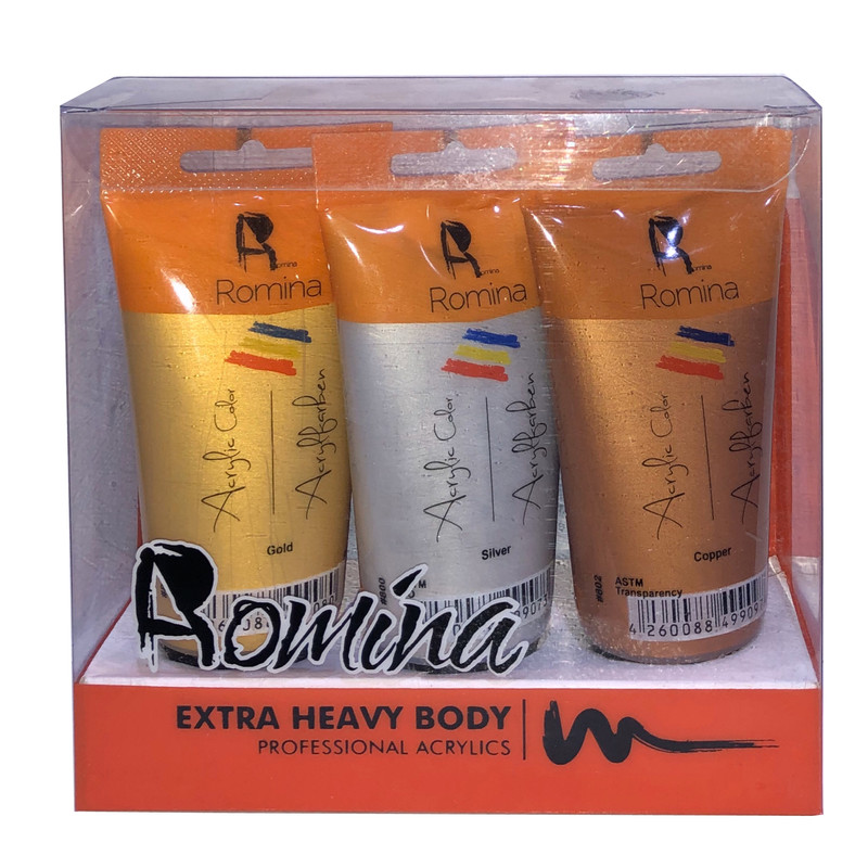 رنگ اکریلیک رومینا مدل INV کد 647 حجم 75 میلی لیتر بسته 3 عددی