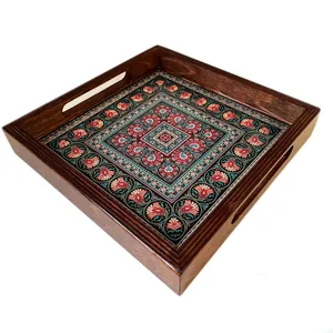 سینی دسته دار مدل اسلیمی کد 16 سایز 23×23 سانتی متر