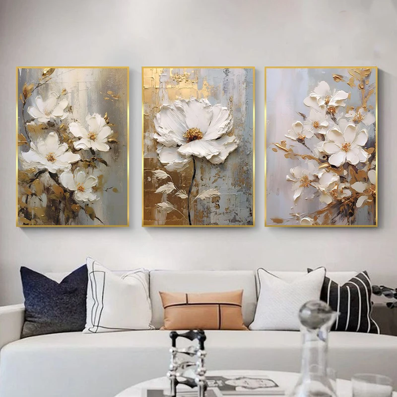 تابلو آتریسا طرح گل مدرن مدل AT00581 مجموعه 3 عددی