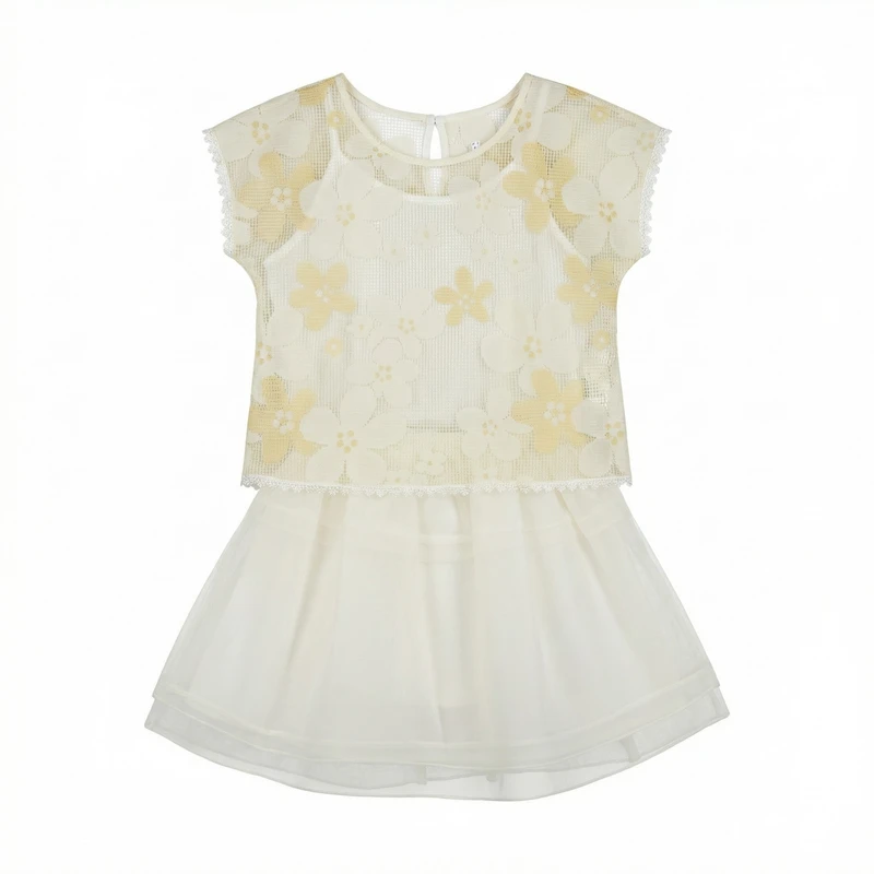 پیراهن بدون آستین یقه گرد دخترانه مدل گلدار