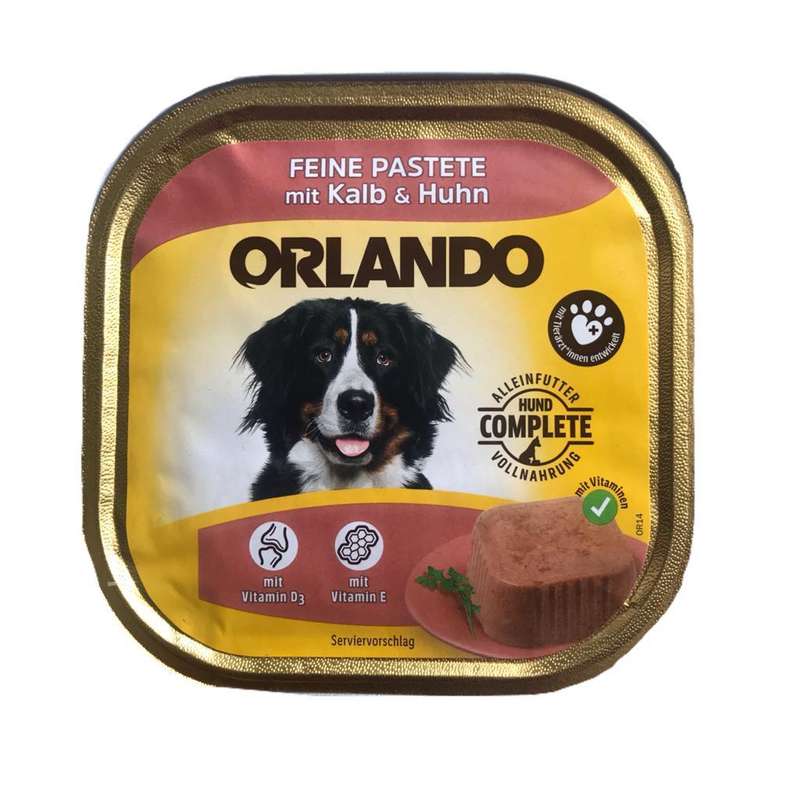 کنسرو سگ اورلاندو مدل گوشت گوساله و مرغ وزن 300گرم