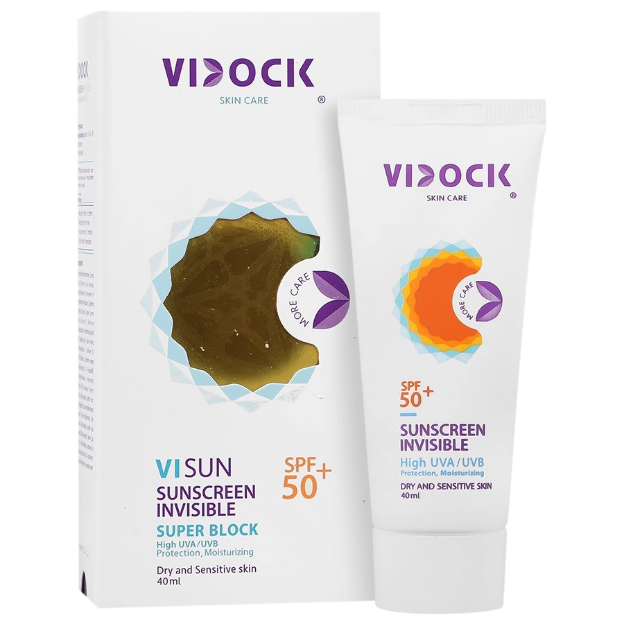 کرم ضد آفتاب بی‌رنگ صورت ویدک SPF 50 مدل Visun - D ‌محافظ UVA UVB مناسب برای پوست‌ خشک حجم 40 میلی‌لیتر