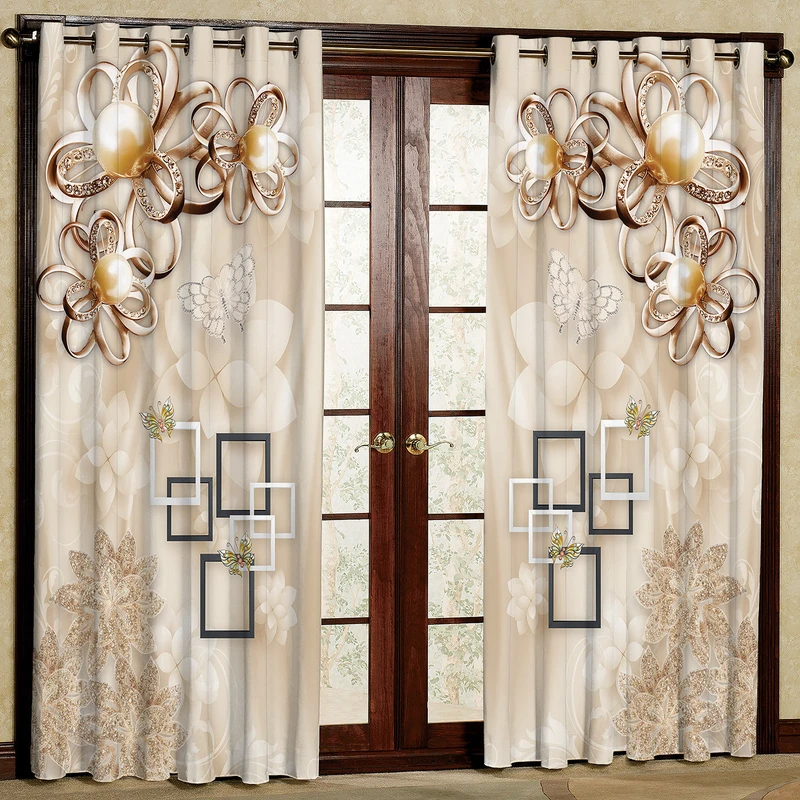 پرده مدل طرح دار مخمل پانچی کد 1374 سایز 140x280 سانتی متر