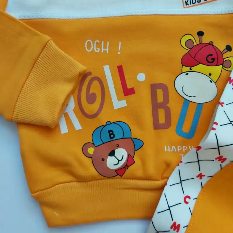 ست سویشرت و شلوار نوزادی مدل زرافه و تدی