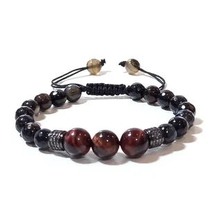 دستبند مردانه مدل چشم شاهین و عقیق