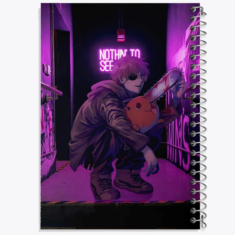 دفتر نقاشی 50 برگ خندالو مدل پوچیتا و دنجی انیمه مرد اره ای Chainsaw Man کد 17937