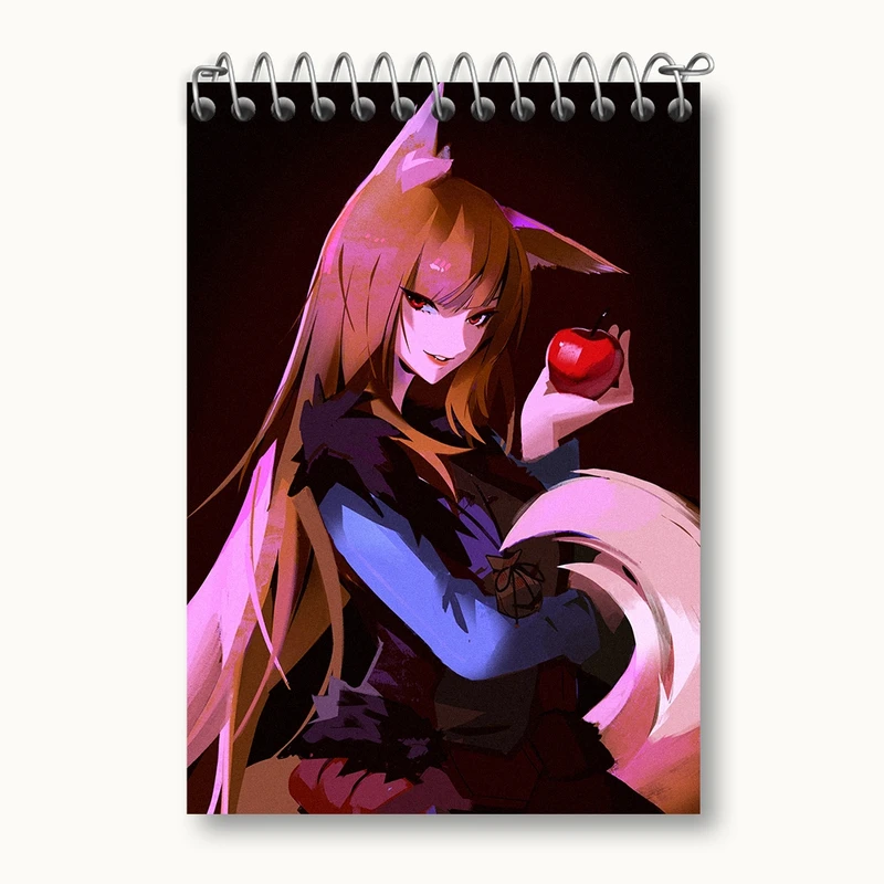 دفتر یادداشت 50 برگ خندالو مدل هولو انیمه ادویه و گرگ کد 36099