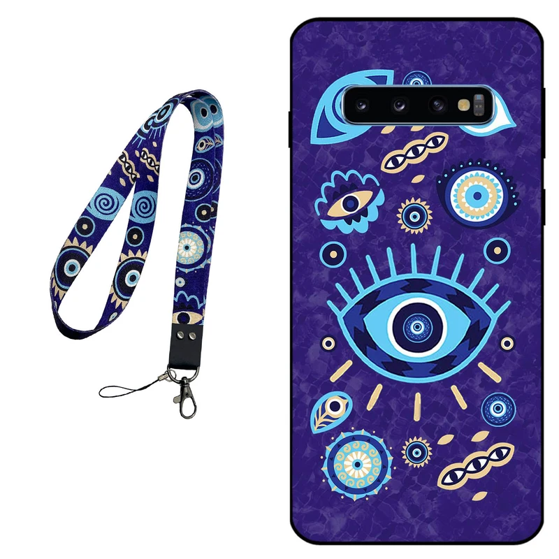 کاور مگافون طرح چشم نظر مدل 0023 مناسب برای گوشی موبایل سامسونگ Galaxy S10 به همراه بند گردنی