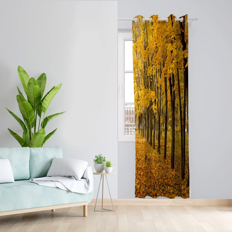 پرده طرح پاییز مدل مخمل پانچی کد 1829 z سایز 140x200 سانتی متر