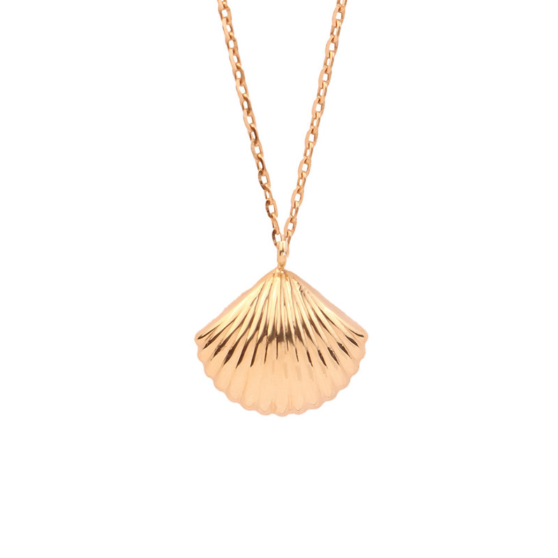 گردنبند طلا 18 عیار زنانه با طرح حلقه‌ای (فلامینگو) کیا گالری مدل صدف کد NMOH362