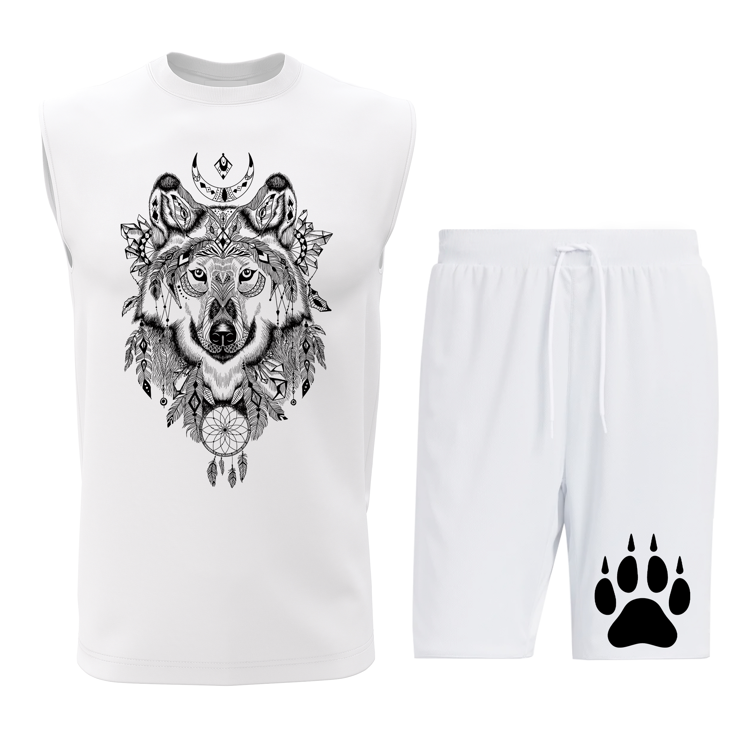 ست تاپ و شلوارک مردانه طرح گرگ مدل W015W