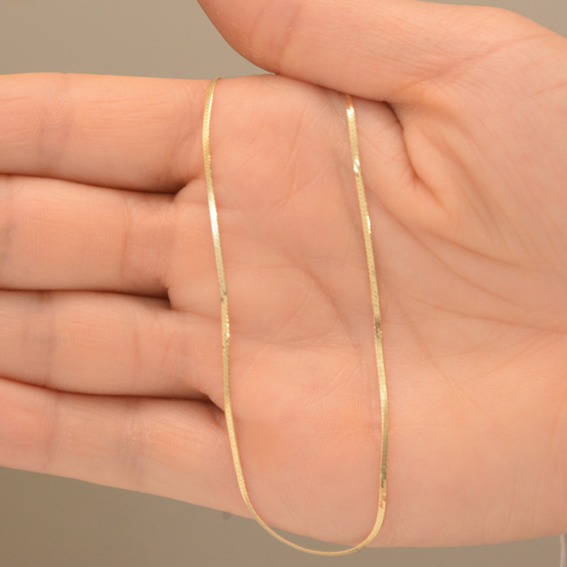 زنجیر طلا 18 عیار زنانه طلای مستجابی مدل هرینگبون کد H40