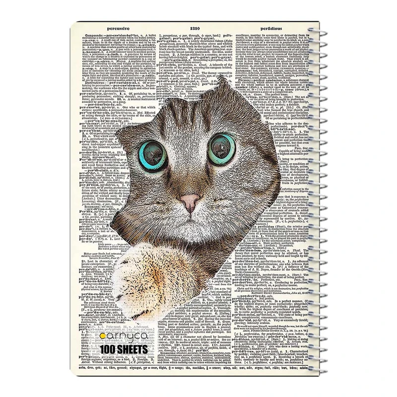 دفتر مشق 100 برگ سیمی کارنیکا طرح روزنامه وینتج حیوانات Vintage Newspaper Animals کد 74873
