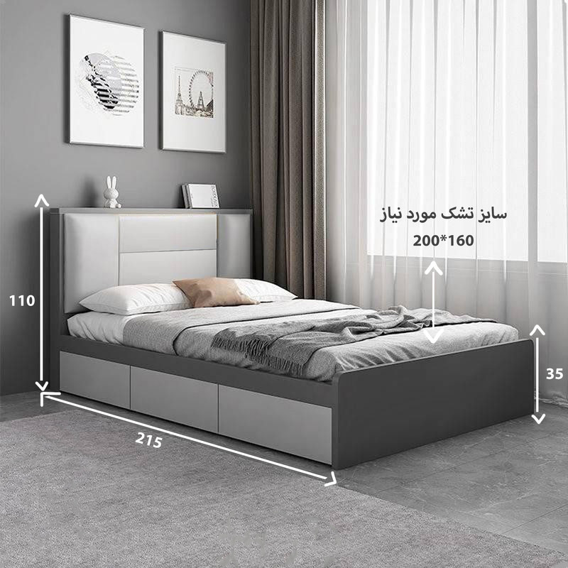 تخت خواب دو نفره مدل new4080 سایز 160×200 سانتی متر