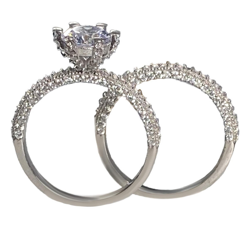 ست حلقه و پشت حلقه نقره زنانه مدل JW5062