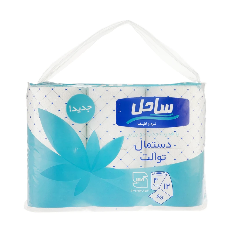 دستمال توالت ساحل مدل 001 بسته 12 عددی 