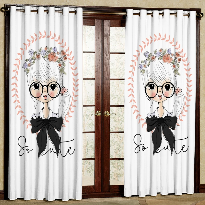 پرده مدل دختر پاپیون دار مخمل پانچی کد 1112 سایز 140x280 سانتی متر