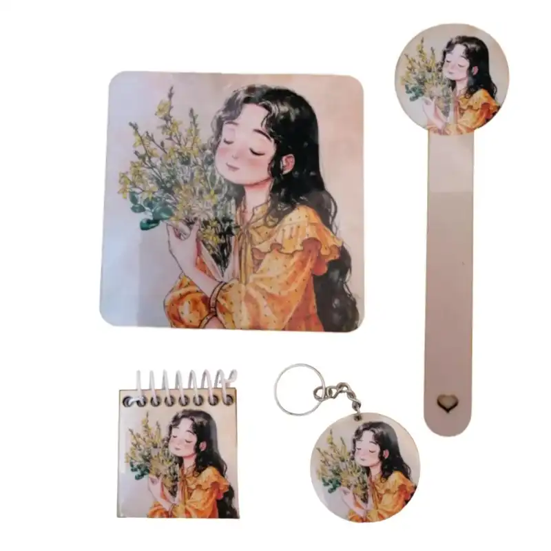 بسته لوازم تحریر مدل دخترگل در دست مجموعه 4 عددی