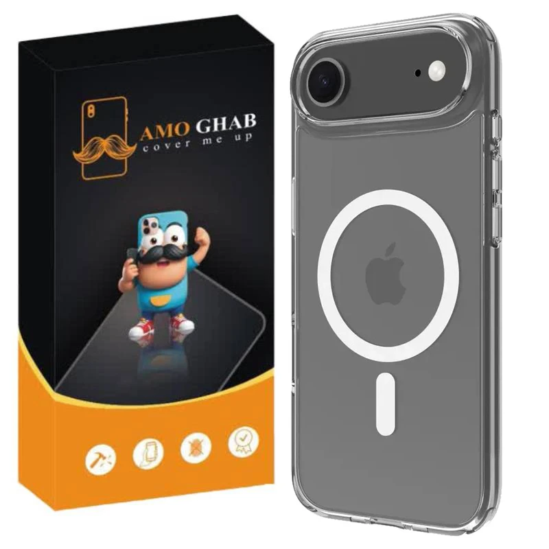کاور عمو قاب مدل مگ سیف شفاف مناسب برای گوشی موبایل اپل iPhone 17 Air