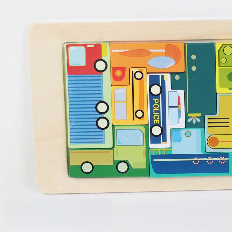 پازل آموزشی مدل کاتامینوی چوبی برجسته طرح وسایل نقلیه -  - 3