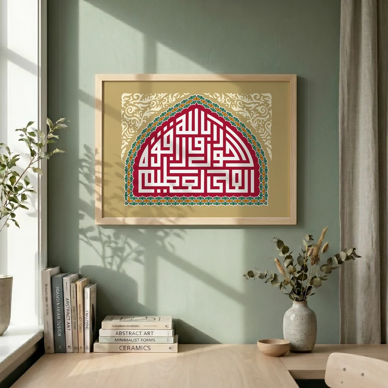 تابلو طرح لاحول و لاقوه الا بالله مدل G14702 فریم کرم روشن