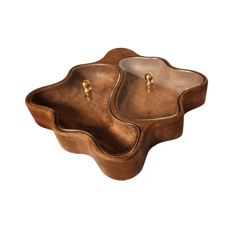 ظرف پذیرایی چوبی گردوچ مدل مارپیچ کد DK - 2500