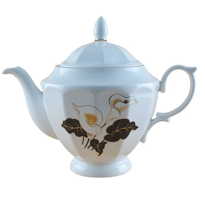 قوری چینی زرین ایران مدل نئوکلاسیک نیلوفر