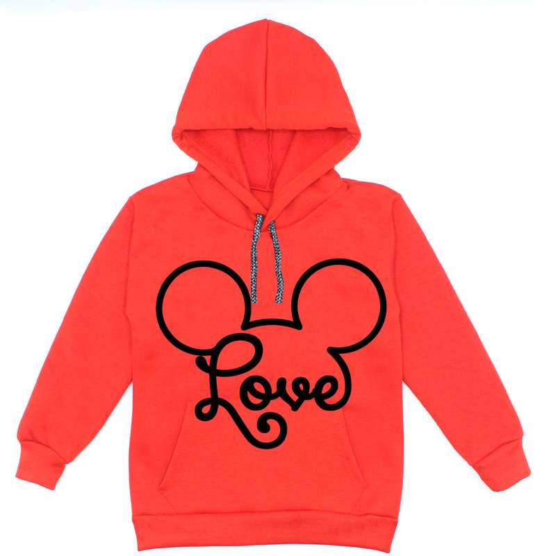 هودی دخترانه مدل A24 LOVE رنگ قرمز