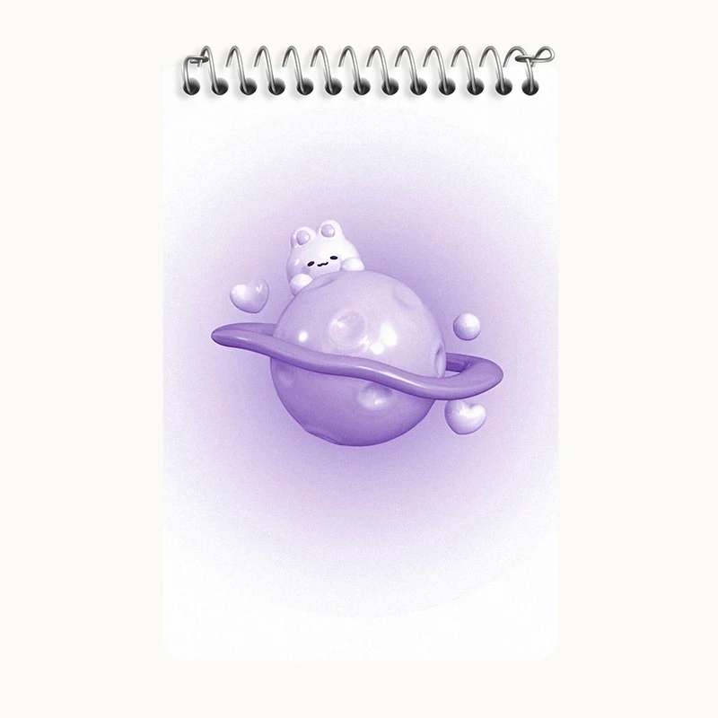 دفتر یادداشت 50 برگ خندالو طرح سیاره و گربه کد F3725