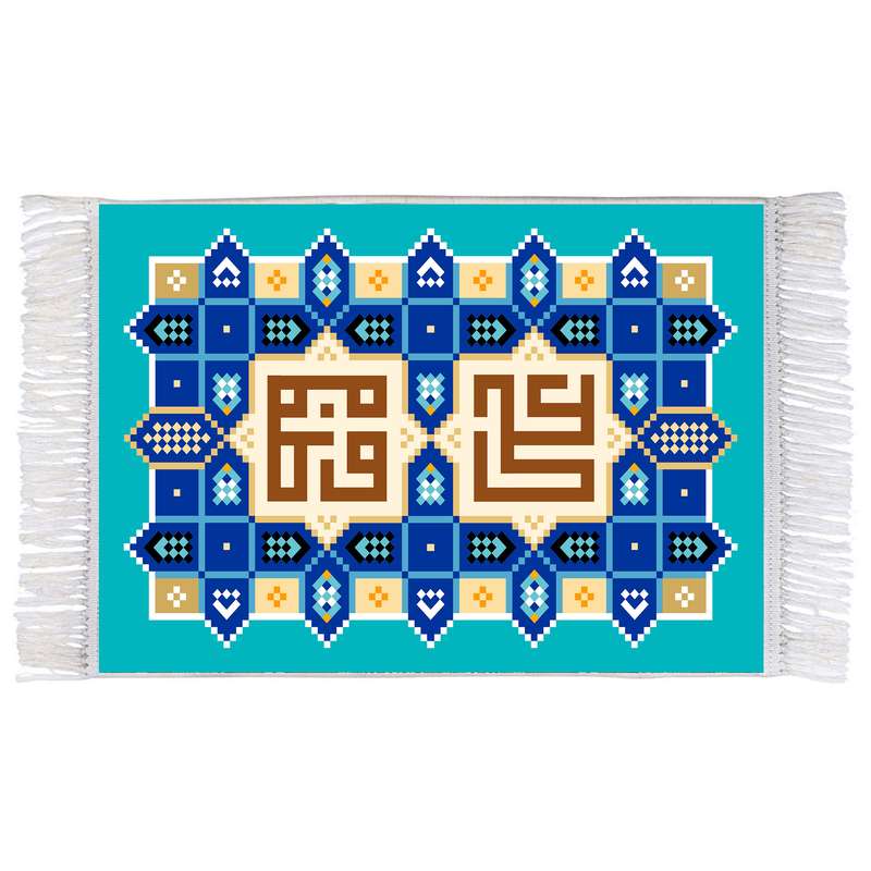 فرش ماشینی دیوارکوب اطلس آبی مدل علی و فاطمه کد T3931