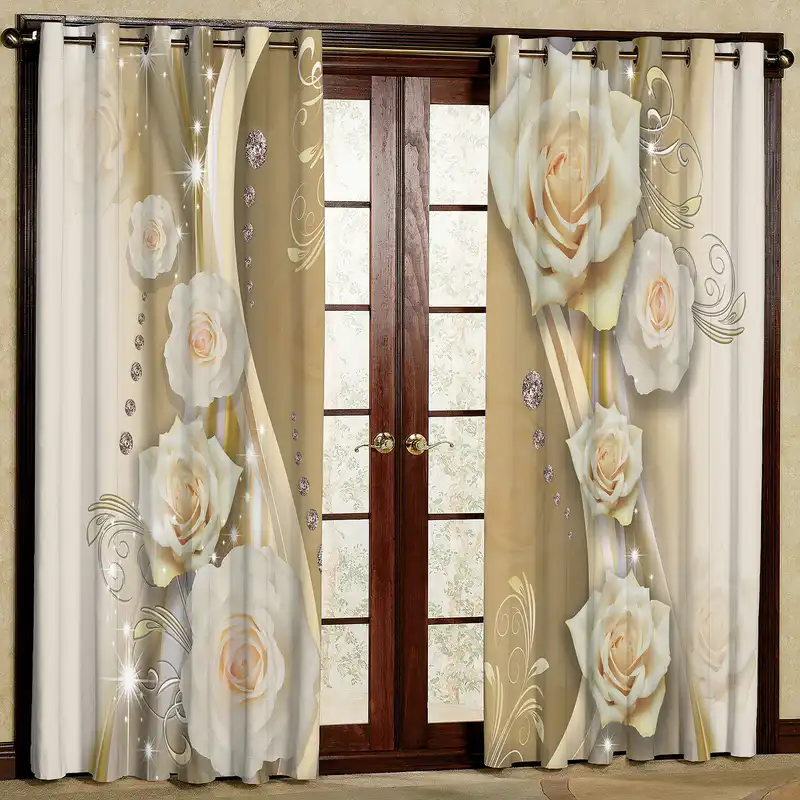 پرده مدل گلدار مخمل پانچی کد 2535 سایز 200x140 سانتی متر