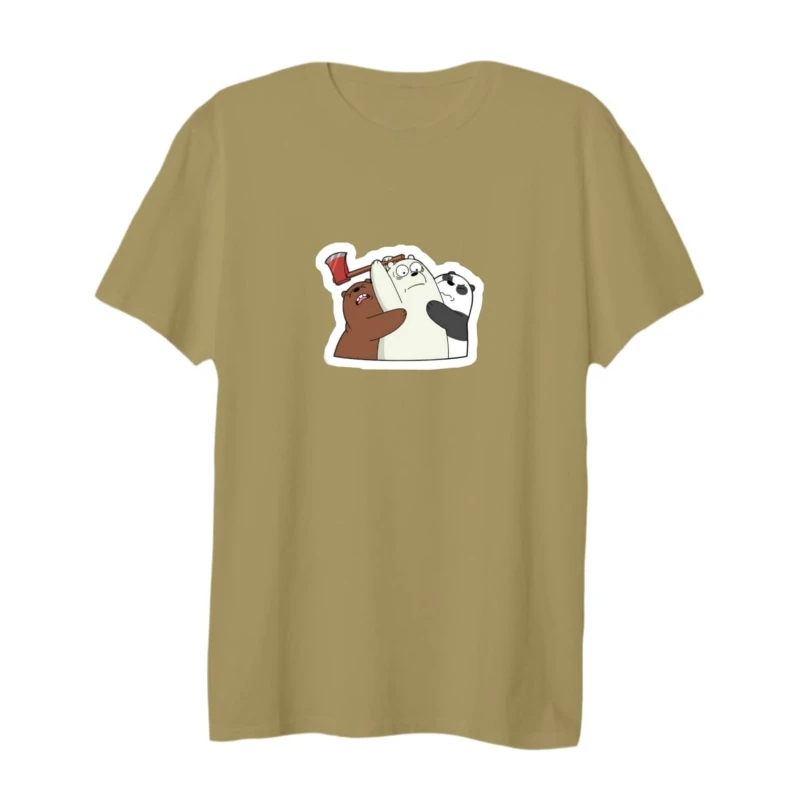 تی شرت لانگ آستین کوتاه زنانه مدل خرس های کله فندقی