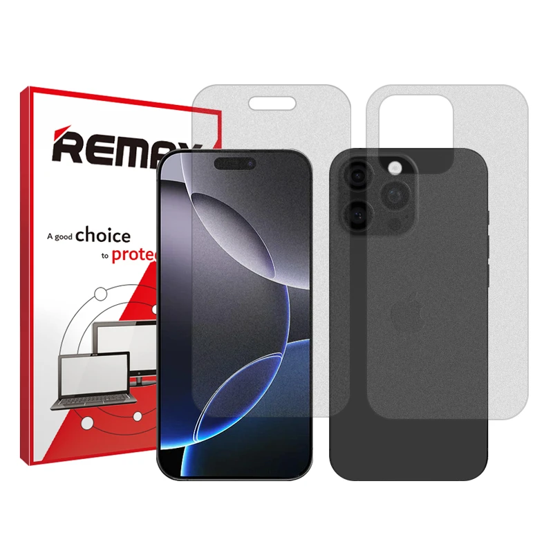 محافظ صفحه نمایش مات ریمکس مدل Resistant مناسب برای گوشی موبایل اپل iPhone 16 Pro Max به همراه محافظ پشت گوشی 
