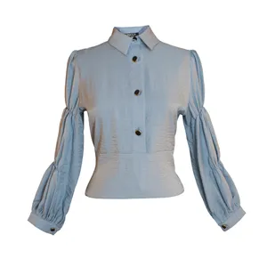 بلوز آستین بلند زنانه ربکا مدل بارانا کد 4006 رنگ آبی