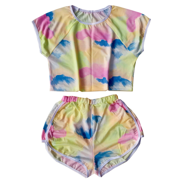 ست تی شرت و شلوارک زنانه مدل آبرنگی