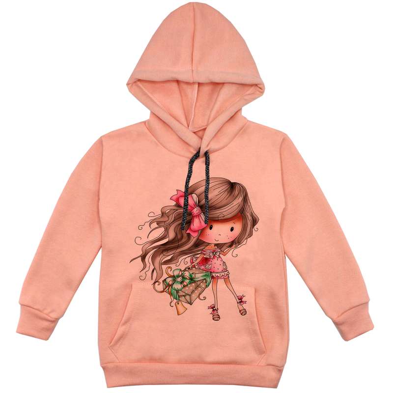هودی دخترانه مدل دخترک کد F84 رنگ گلبهی