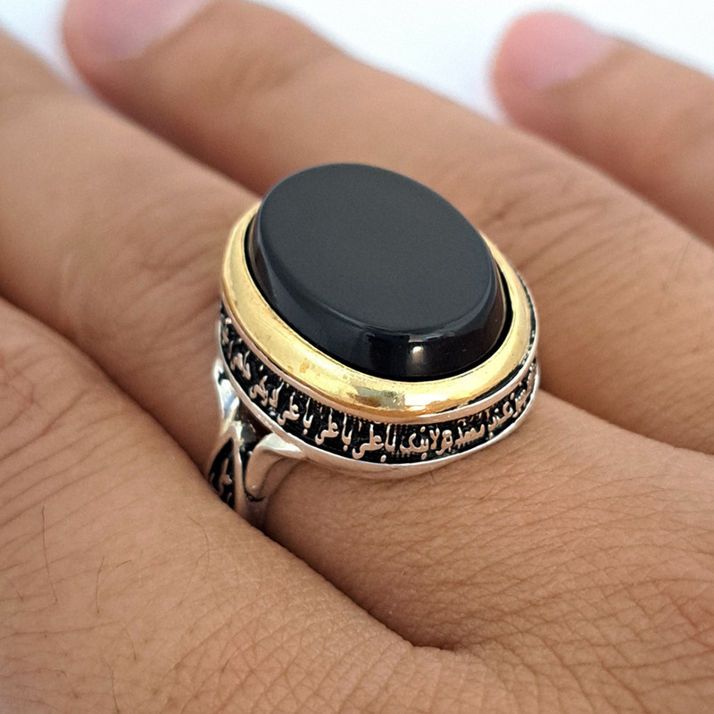 انگشتر نقره مردانه ملک زیور طرح یا علی یا زهرا کد 387