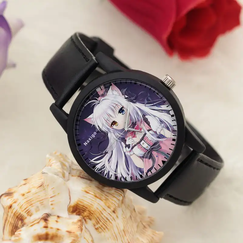 ساعت مچی عقربه ای ناکسیگو مدل دختر گربه ای کد LF6830