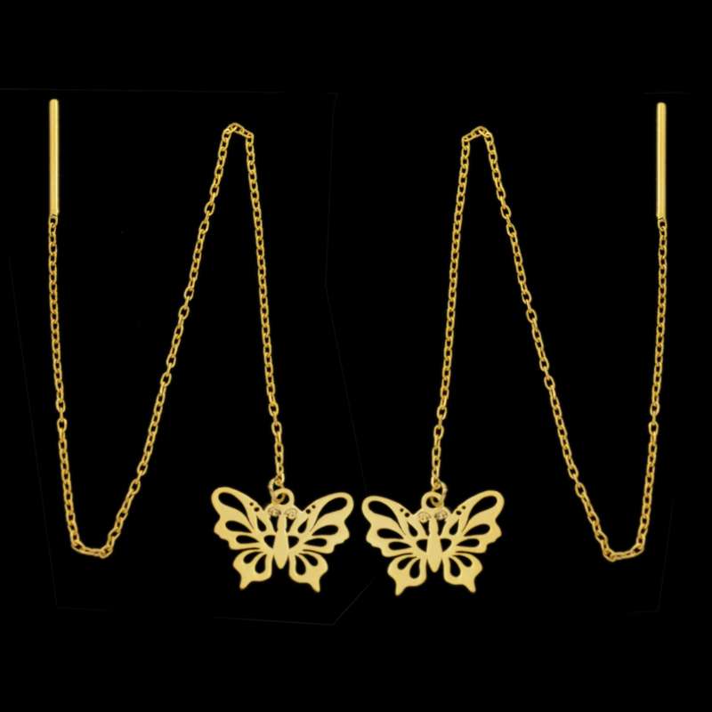 گوشواره طلا 18 عیار زنانه طلای مستجابی مدل پروانه کد 670157